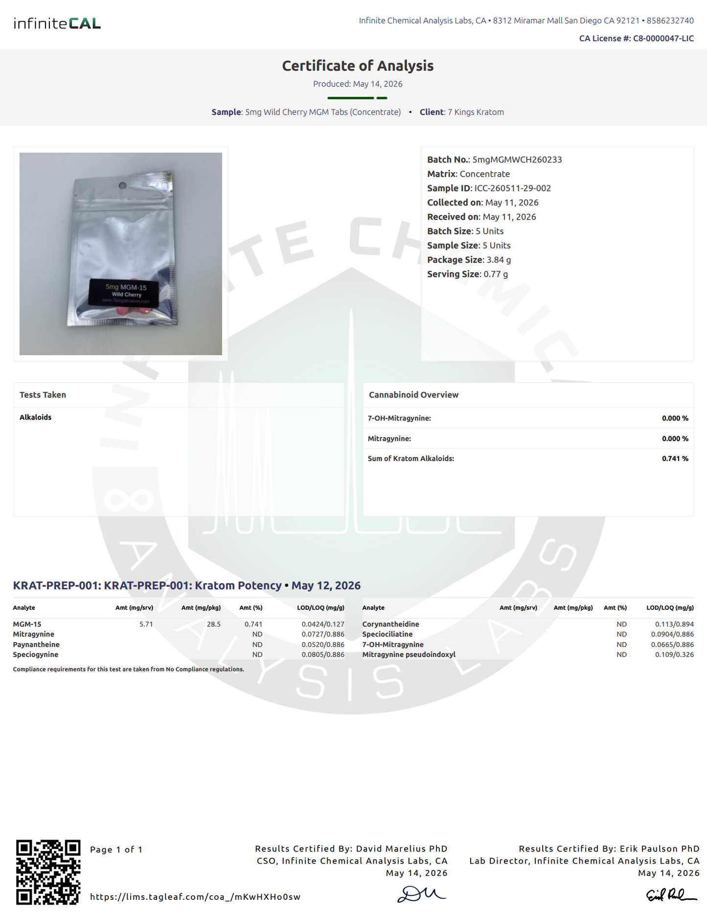 5mg MGM-15 Wild Cherry (Tested: 5.7mg)