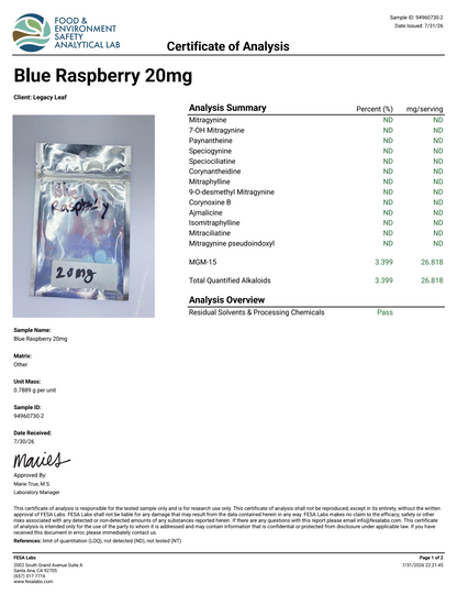 20mg MGM-15 Blue Raspberry (Tested 26.8mg)