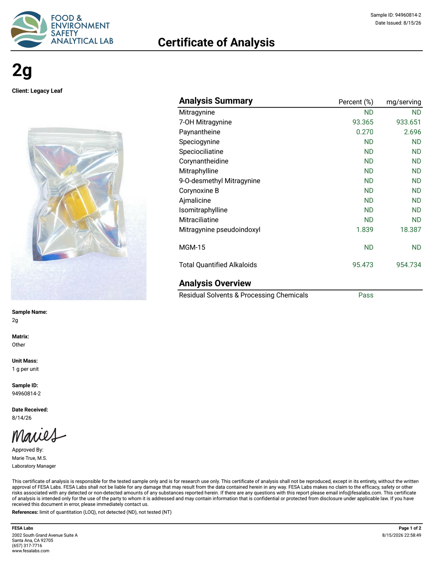 90% Fluff Powder (93.3% Purity)