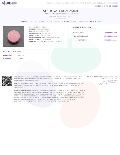 12mg (7-OH) Wild Berry Dolla Tablets (Tested: 15.6mg)