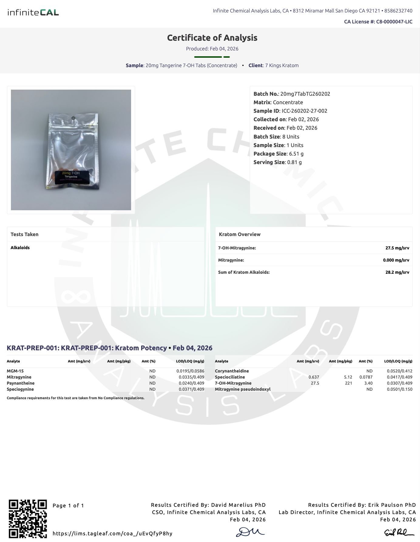 20mg (7-OH) Tangerine Bombs Dolla Tablets (Tested: 27.5mg)