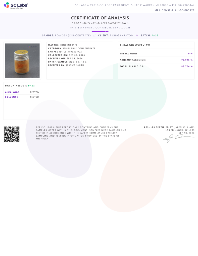 80% 7-OH Powder (Tested: 79.9%)